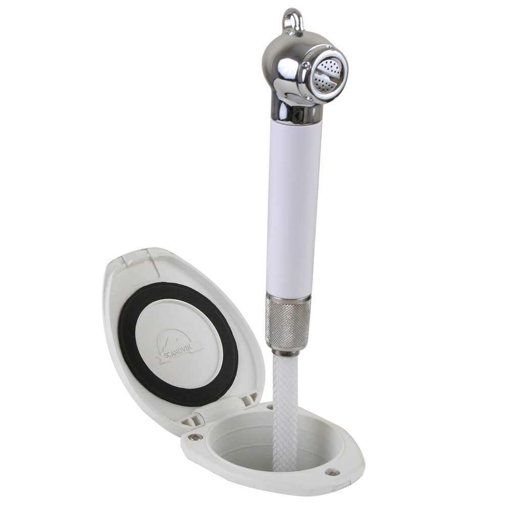Scandvik Recessed Shower w6 White Hose PushButton 12106P