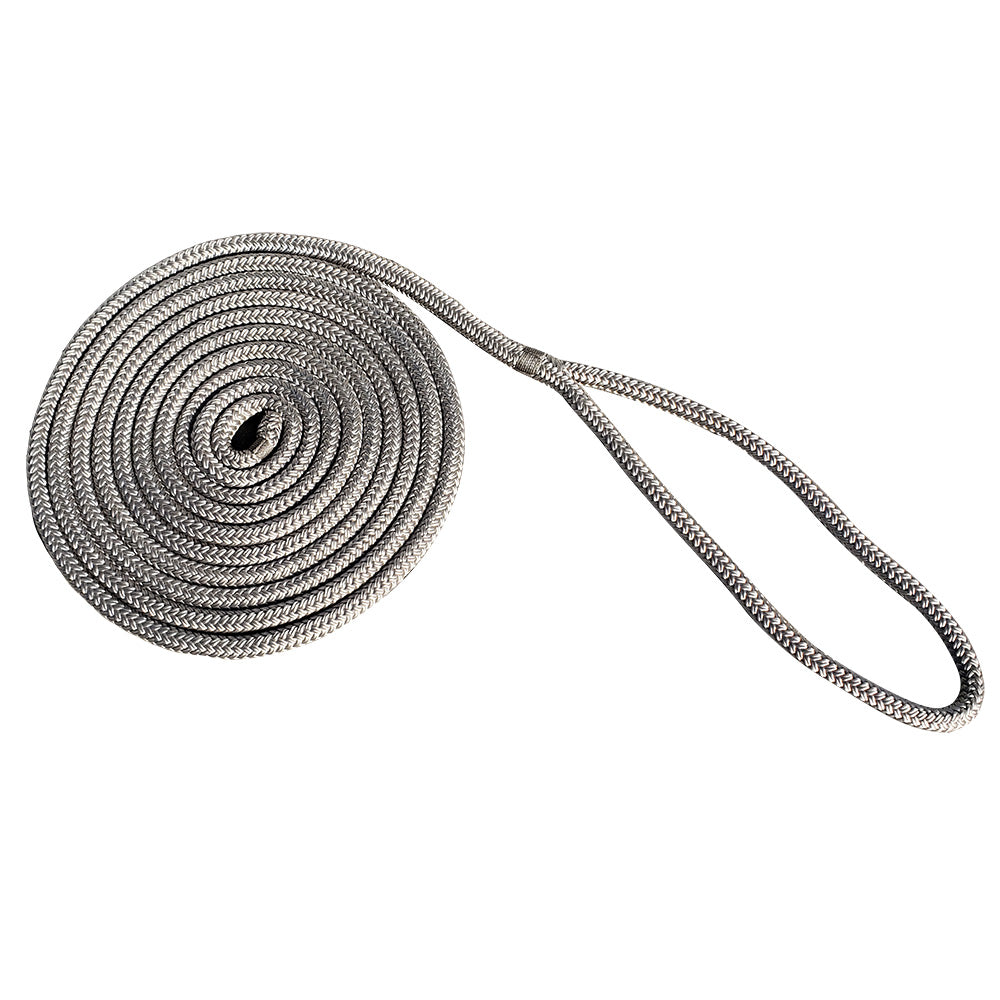 New England Rope 58 x 25 Nylon Double Braid Dock Line Grey 50582000025