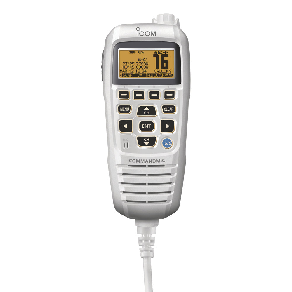 Icom HM195 CommandMic IV wYellow BlackLit LCD Super White HM195SW 42 EXP
