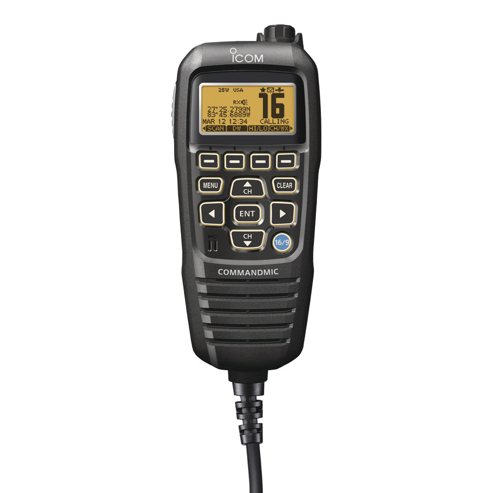 Icom HM195 CommandMic IV wYellow BlackLit LCD Black HM195B 41 EXP
