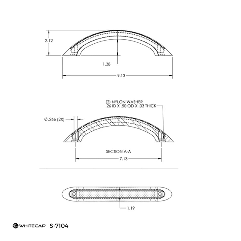 Whitecap 9 Stainless Steel Grab Handle with UVResistant Black Vinyl Inlay S7104