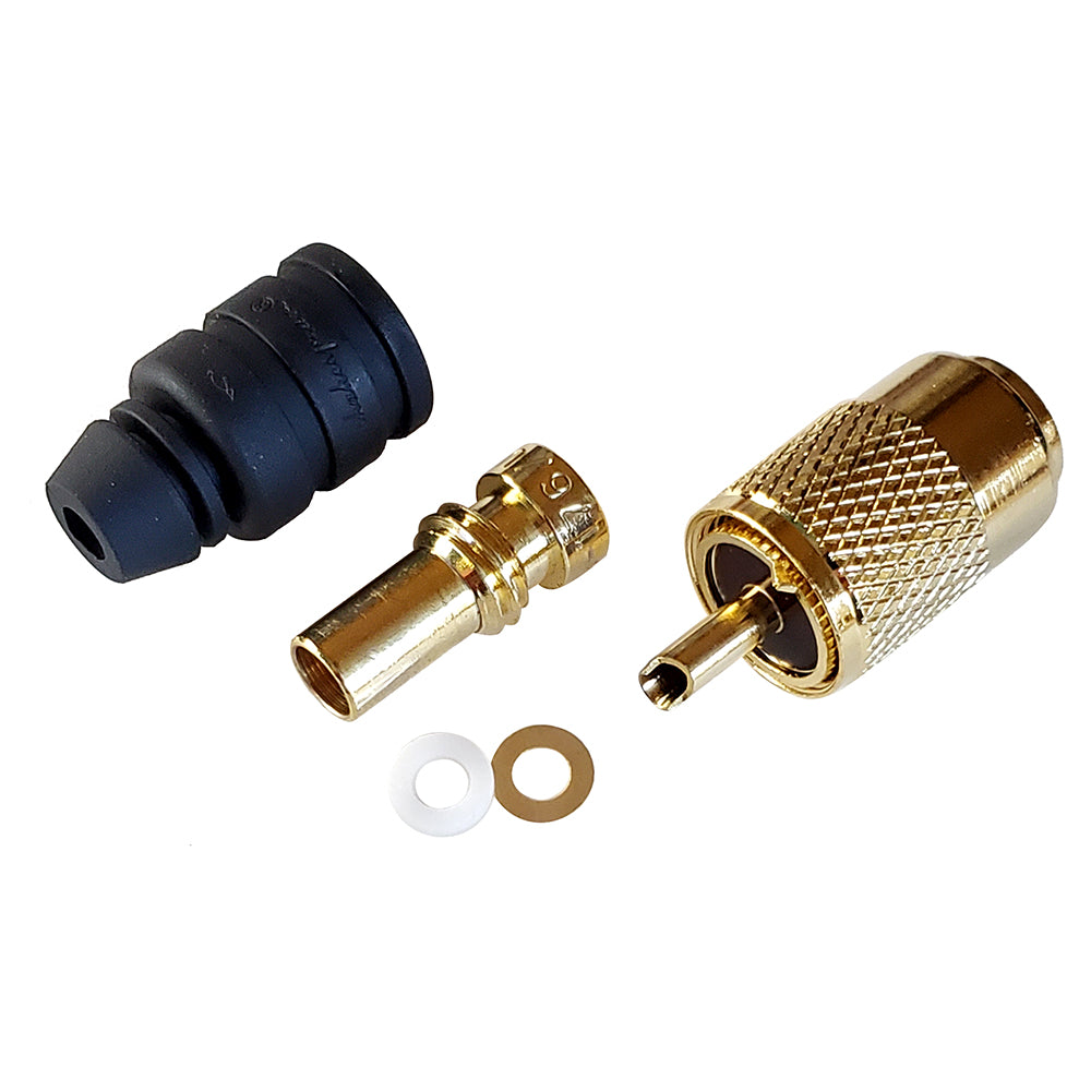 Shakespeare PL25958G Gold SolderType Connector wUG175 Adapter DooDad Cable Strain Relief fRG58x PL25958G