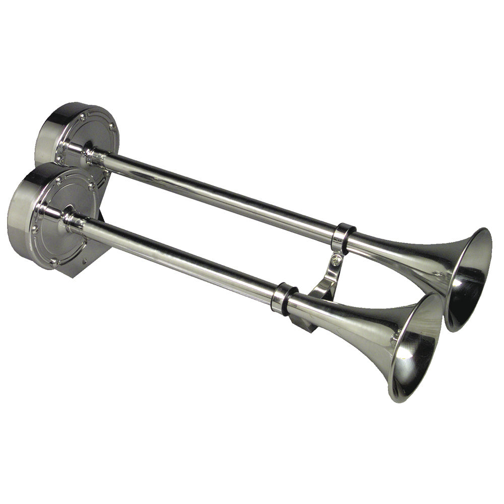 Schmitt Marine Deluxe AllStainless Dual Trumpet Horn 24V 12428