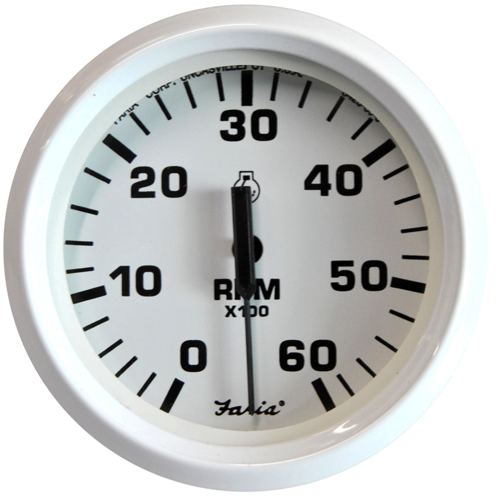Faria Dress White 4 Tachometer 6000 RPM Gas Inboard IO 33103
