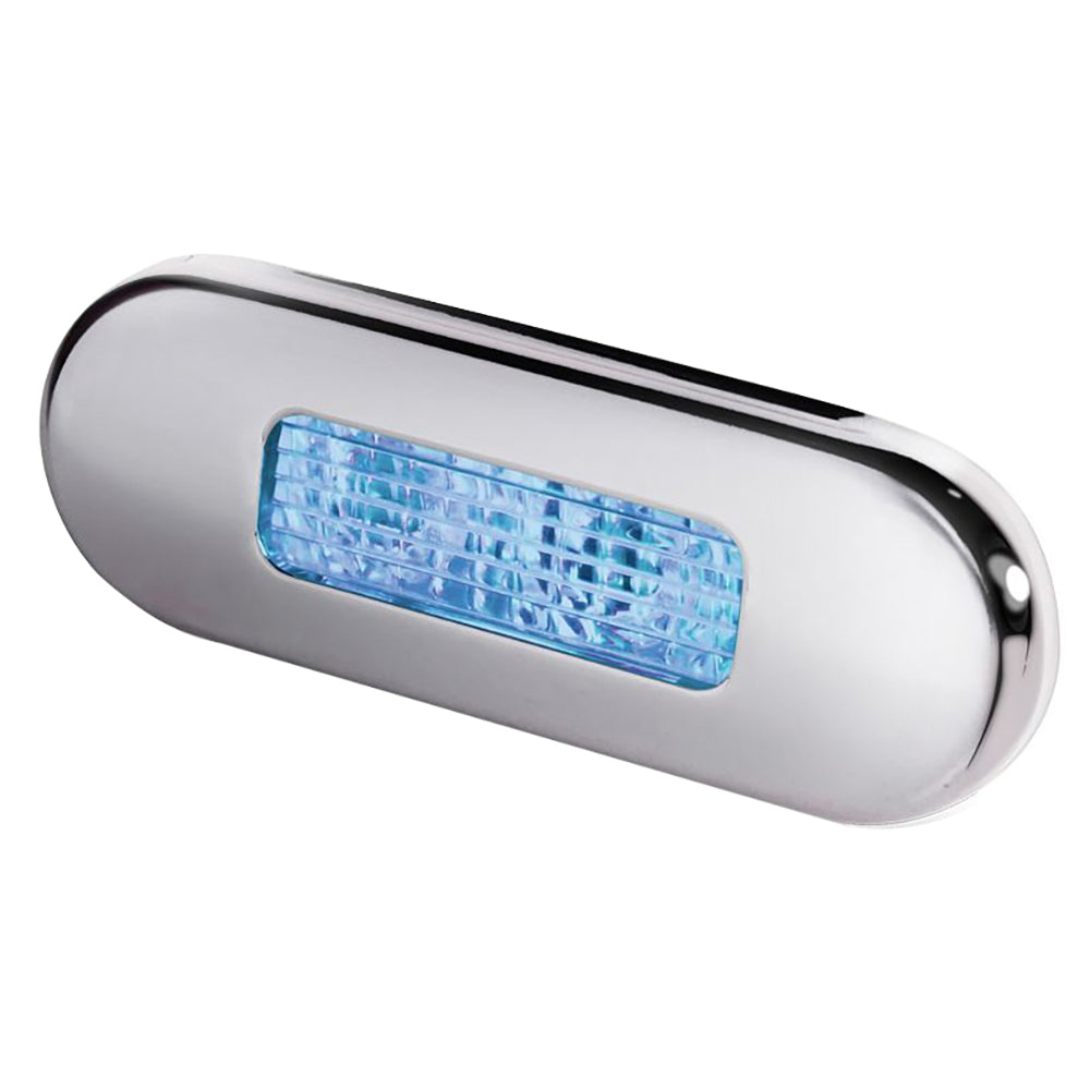 Hella Marine Surface Mount Oblong LED Courtesy Lamp Blue LED Stainless Steel Bezel 980869601
