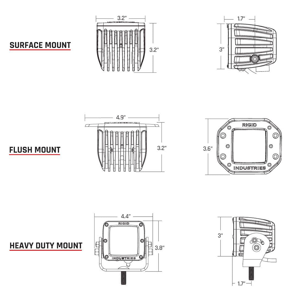 RIGID Industries DSeries PRO Flush Mount Diffused Pair Black 212513