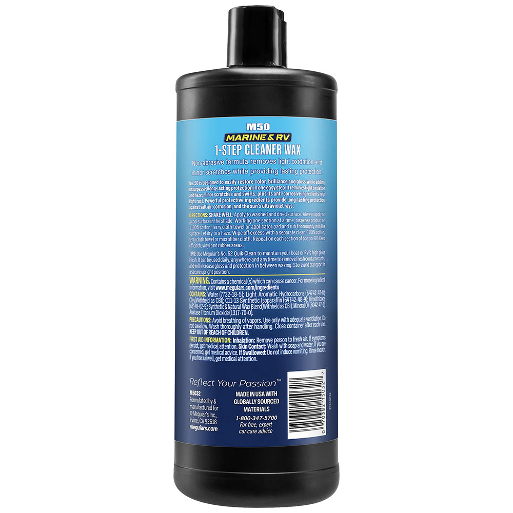 Meguiars BoatRV Cleaner Wax 32 oz Case of 6 M5032CASE