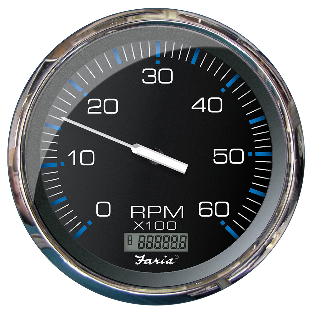 Faria Chesapeake Black 5 Tachometer wDigital Hourmeter 6000 RPM Gas Inboard 33763