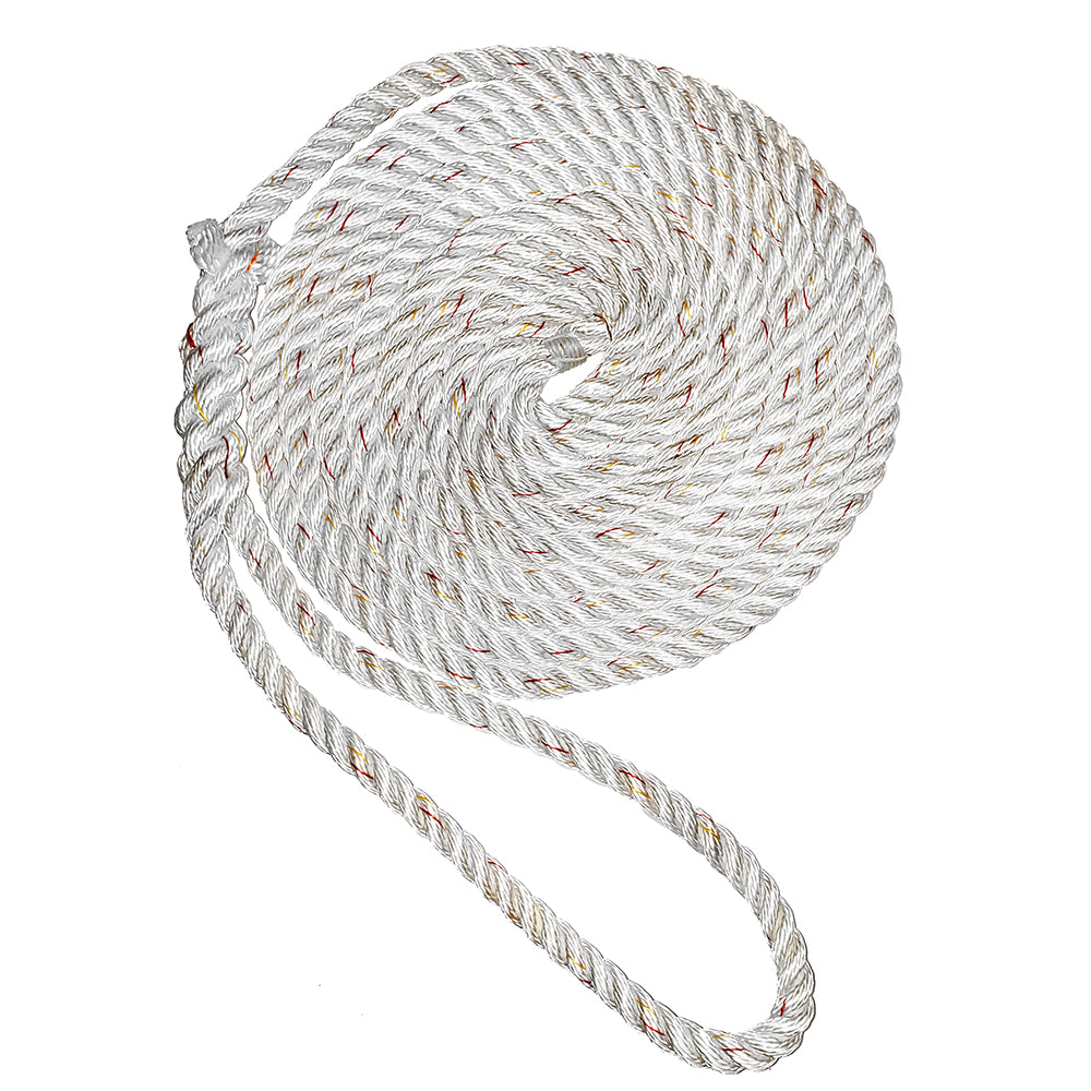 New England Ropes 38 Premium 3Strand Dock Line White wTracer 15 C60501200015