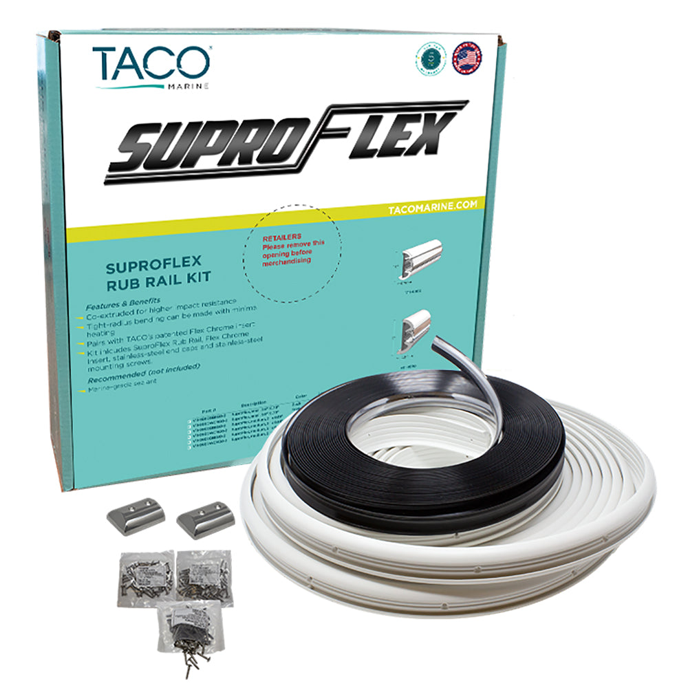 TACO SuproFlex Rub Rail Kit White wFlex Chrome Insert 16H x 78W x 60L V119960WCM602