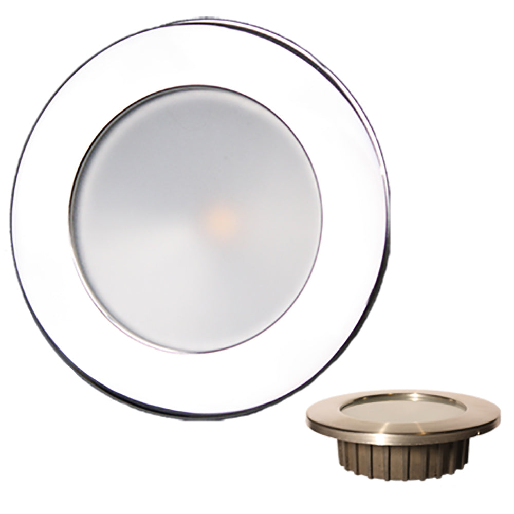 Lunasea Gen3 Warm White RGBW Full Color 35 IP65 Recessed Light wPolished Stainless Steel Bezel 12VDC LLB46RG3ASS