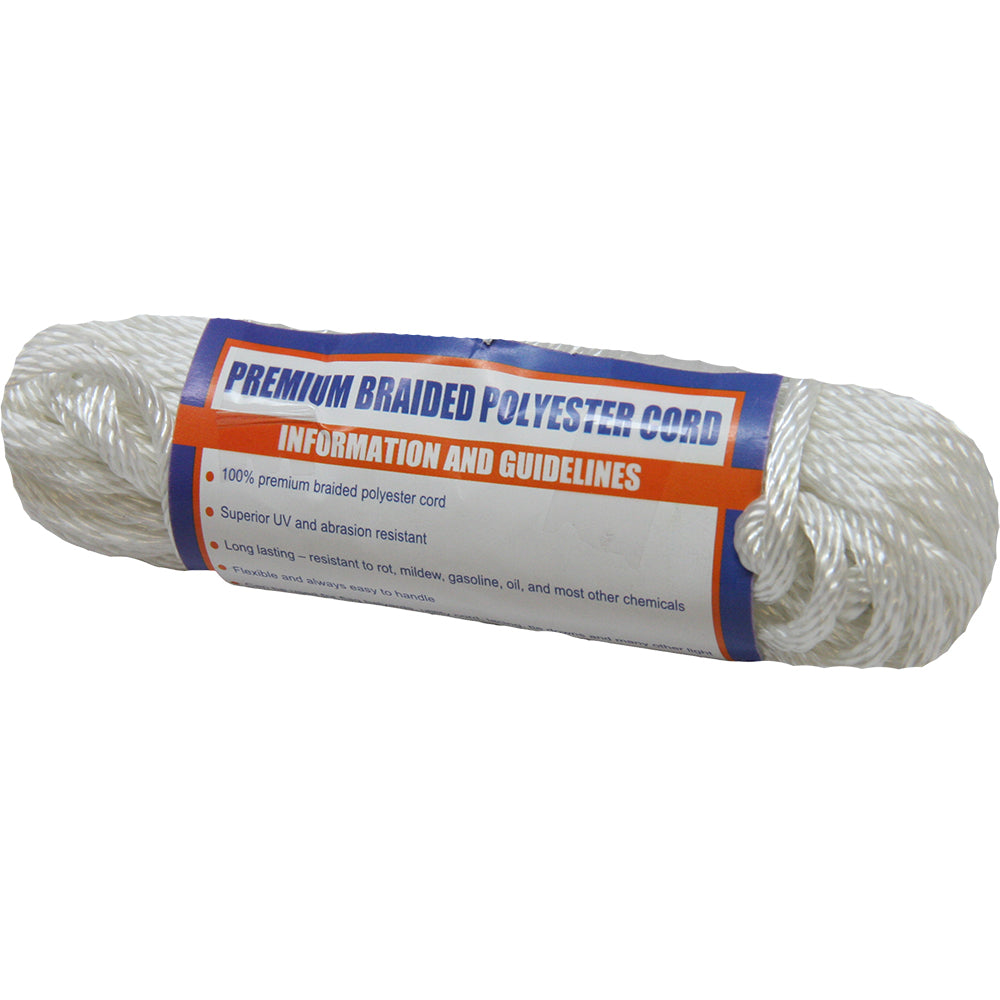 SeaDog Solid Braid Polyester Cord Hank 532 x 50 White 3033040501
