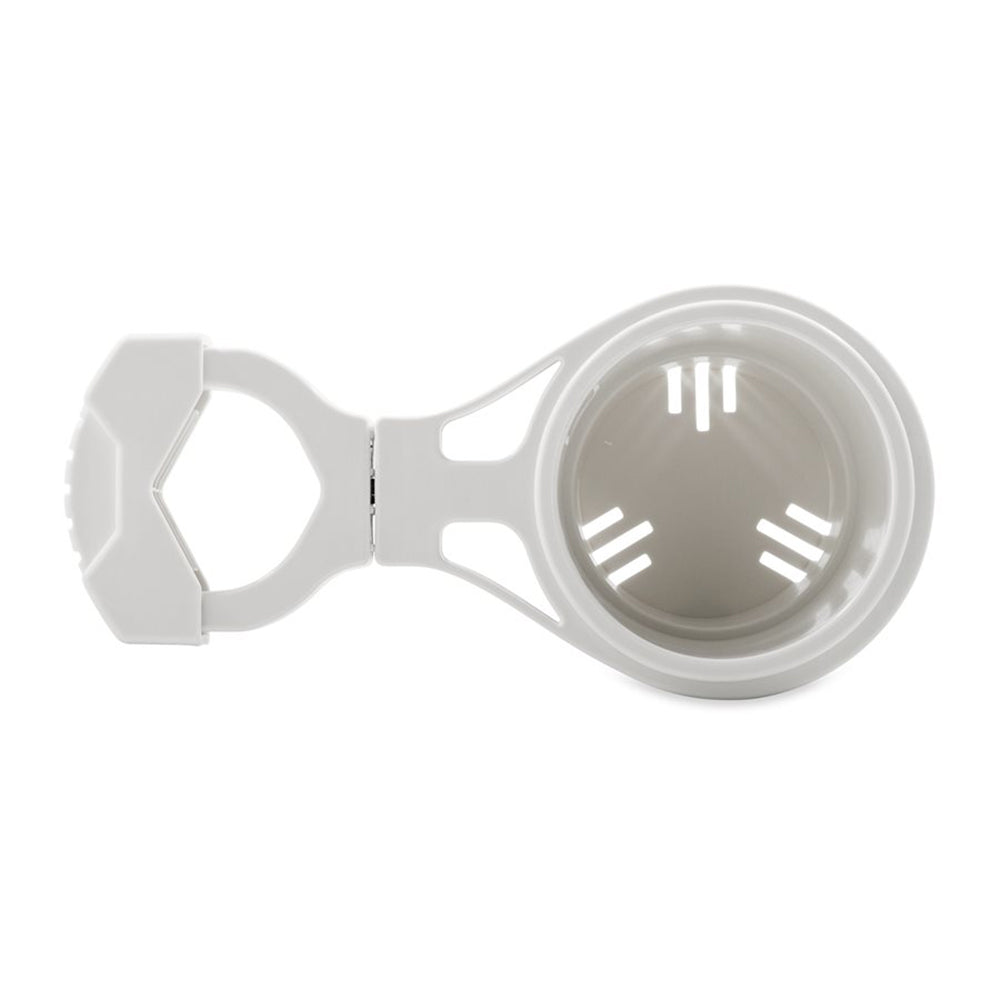 Camco ClampOn Rail Mounted Cup Holder Large for Up to 2 Rail White 53083