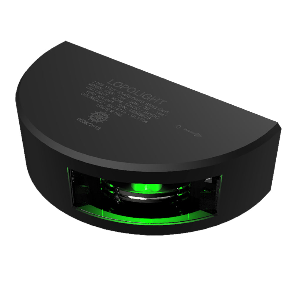 Lopolight Series 301001 Starboard Sidelight 2NM Vertical Mount Green Black Housing 6M Cable 301001B6M