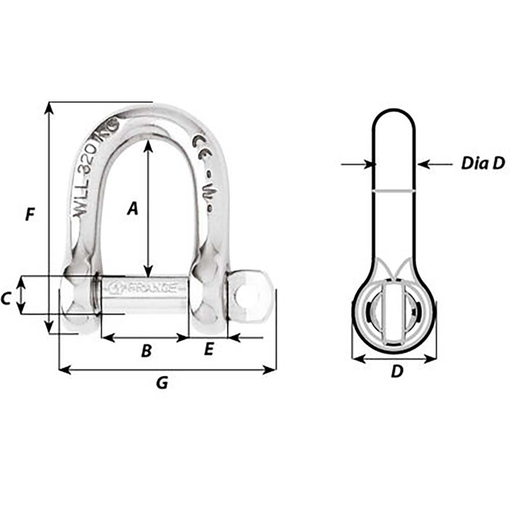 Wichard SelfLocking D Shackle Diameter 10mm 1332 01205