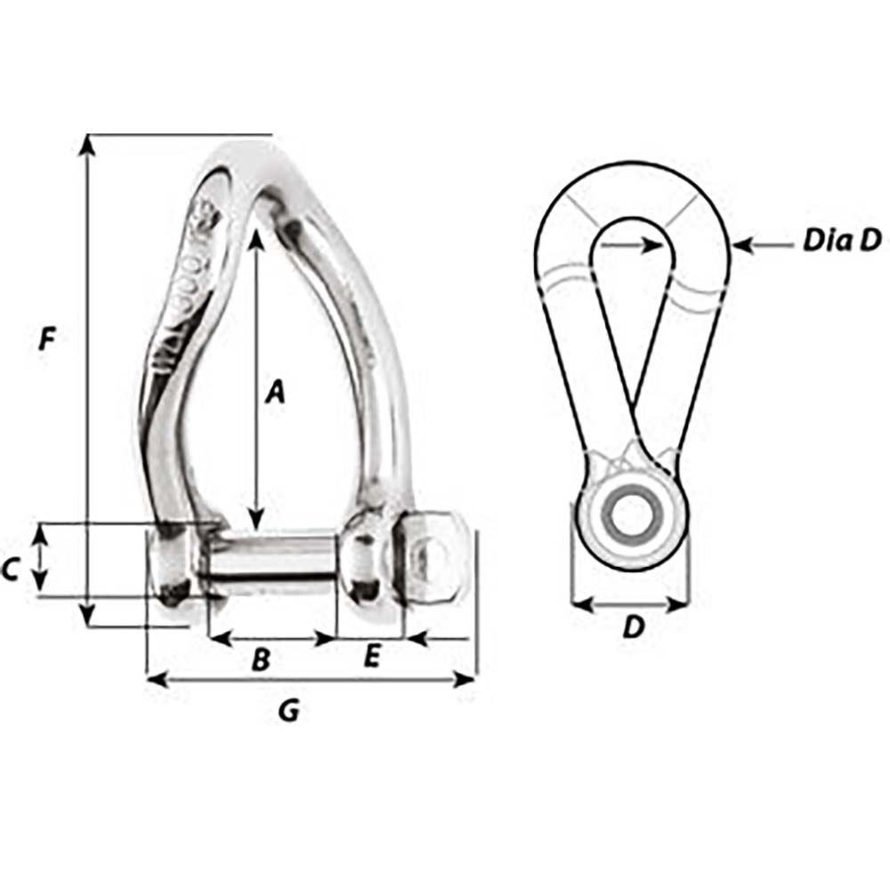 Wichard SelfLocking Twisted Shackle Diameter 5mm 316 01222