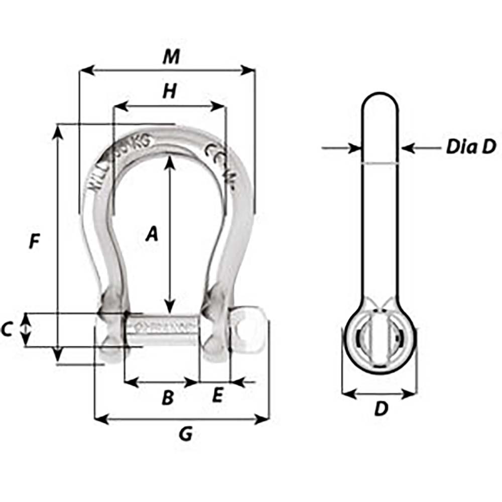 Wichard SelfLocking Bow Shackle Diameter 10mm 1332 01245