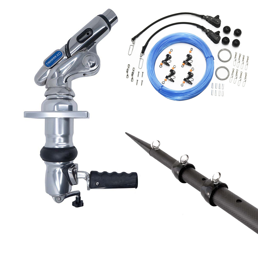 Tigress XD Crank Top Mount System 18 Carbon Fiber XD BlackBlack Outriggers Pro Series Double Rigging Kit 8867902