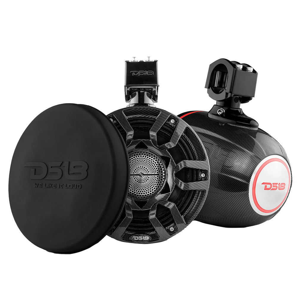 DS18 HYDRO 8 Marine Tower Speakers wRGB LED Lights Pro Audio Loudspeakers Carbon Fiber CFX8PRO
