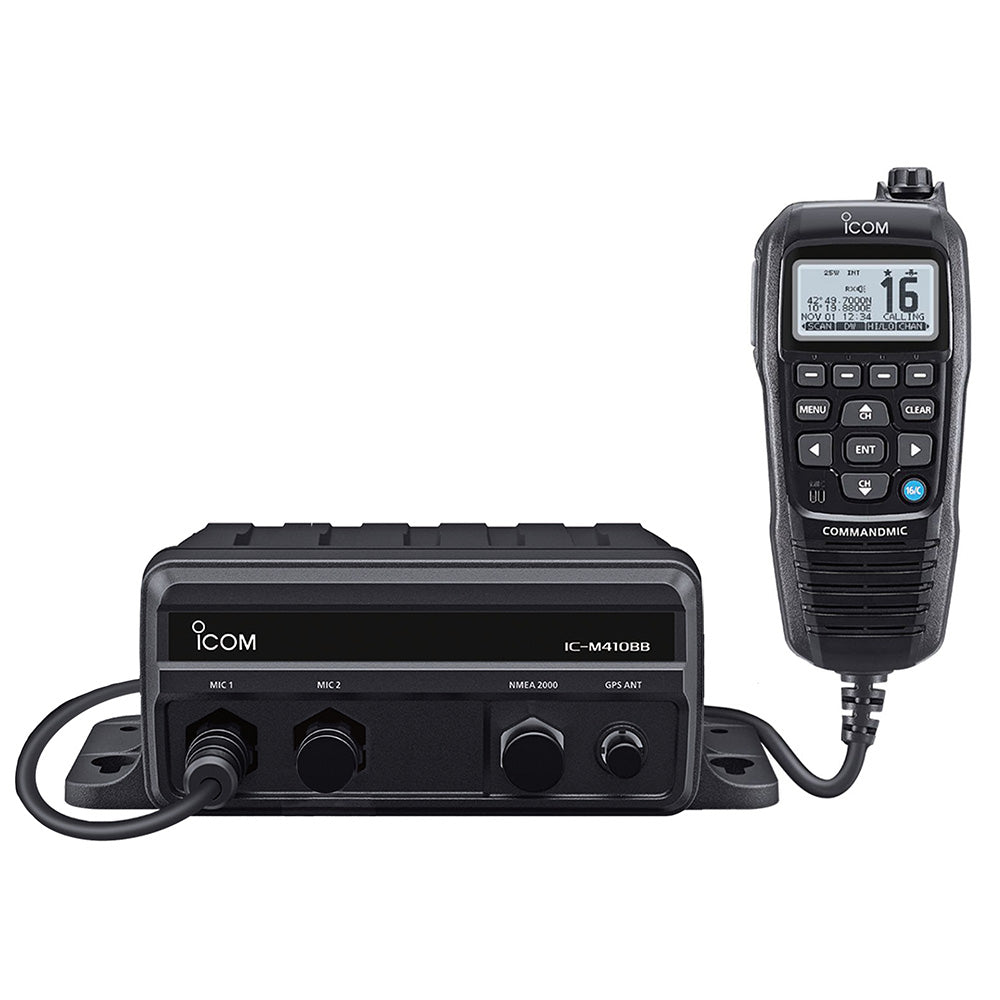 Icom M410BB 11 Black Box VHF wBlack Command Mic  2 Command Mic Ports M410BB 11