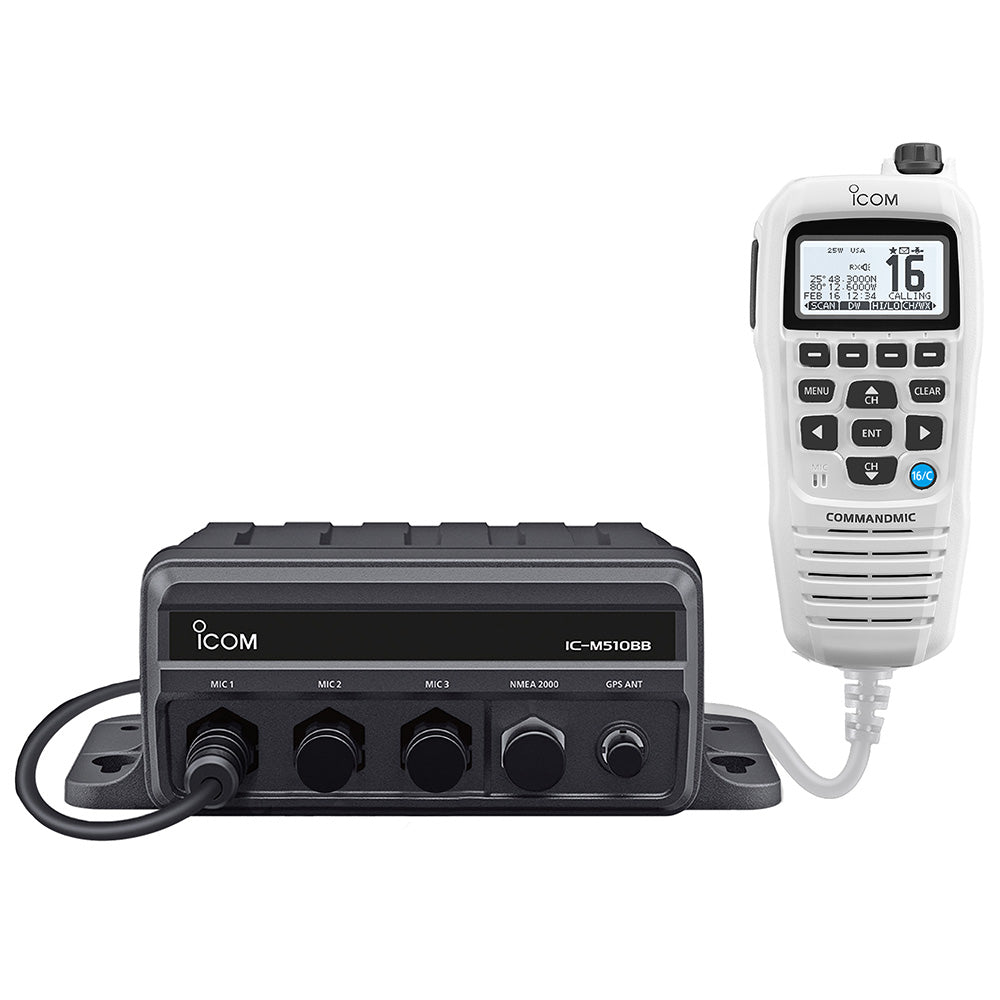 Icom M510BB GW 21 Black Box VHF wWhite Command Mic  3 Command Mic Ports M510BB GW 21