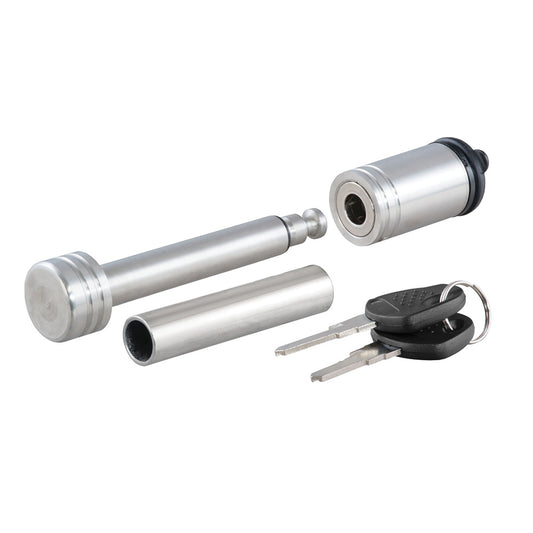CURT 12 Hitch Lock w58 Adapter  114 or 2 Receiver  Barbell Stainless Steel 23517