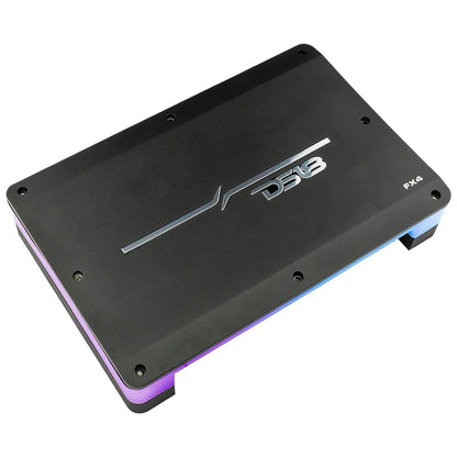 DS18 FlushSurface Mount 4Channel Class D Amplifier wAcrylic Cover  4x180W RMS  4 Ohm FX4