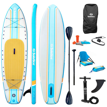 Solstice Watersports 106 Rambler Inflatable StandUp PaddleboardKayak 2In1 Kit wSeat  Convertible Paddle  Orange 36201