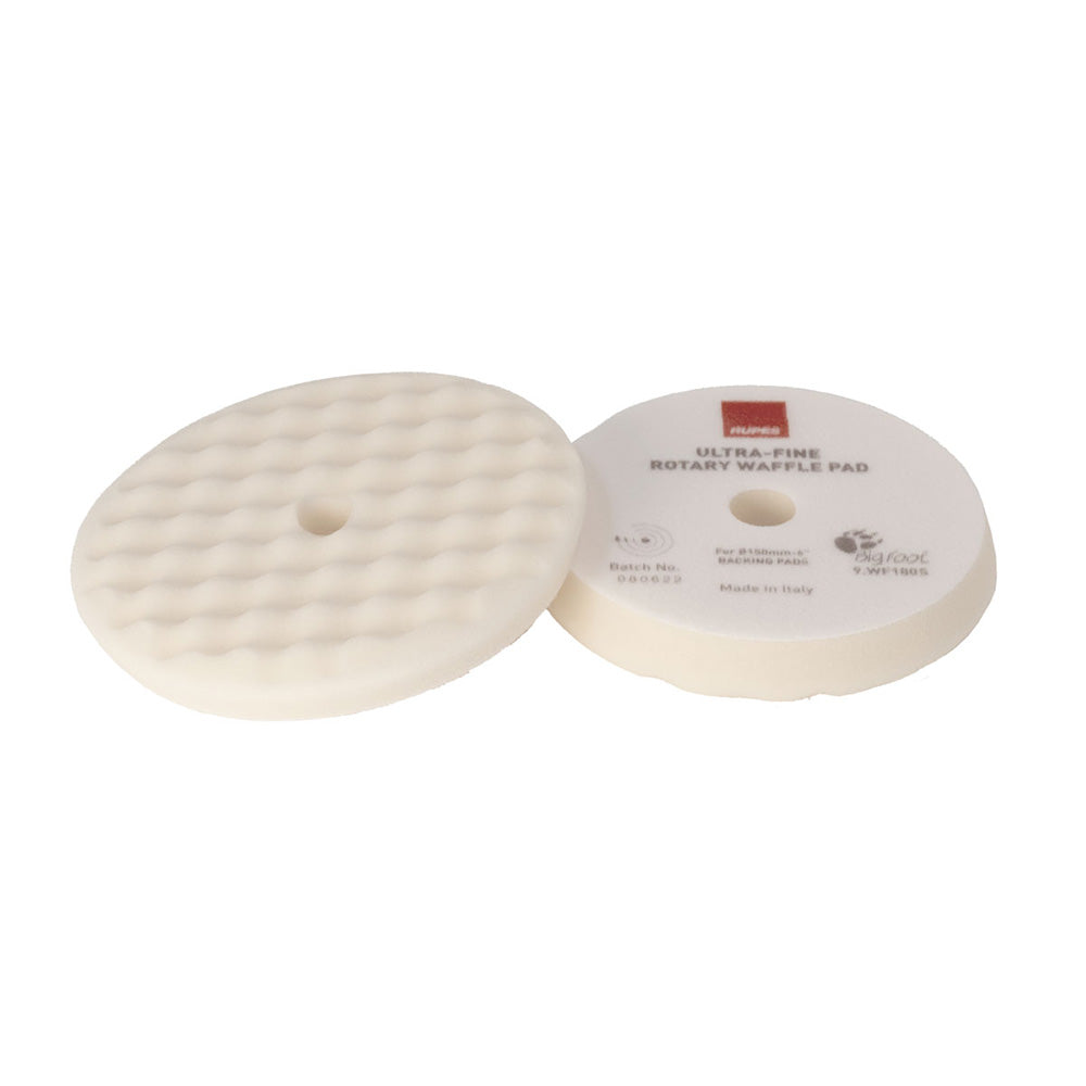 RUPES Velcro Waffle UltraFine Polishing Foam Pad fRotary Polishers 180mm  White 9WF180S