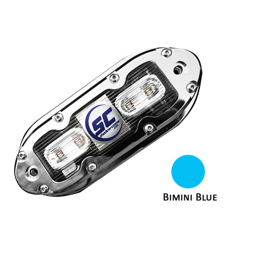 ShadowCaster SCM4 LED Underwater Light w20 Cable  316 SS Housing  Bimini Blue SCM4BB20