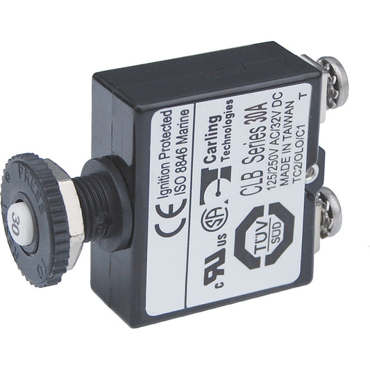 Blue Sea Push Button Reset Only Screw Terminal Circuit Breaker  30 Amps 2136