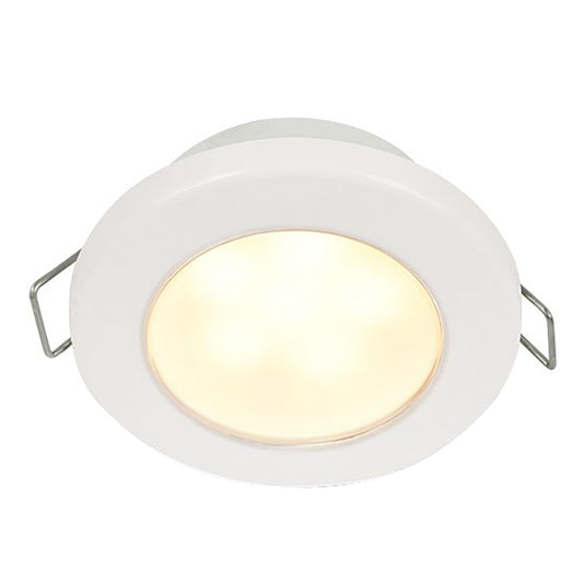Hella Marine EuroLED 75 3 Round Spring Mount Down Light  Warm White LED  White Plastic Rim  12V 958109511