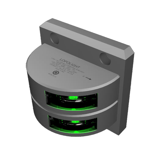 Lopolight Series301101  Double Stacked Starboard Sidelight  3NM  Vertical Mount  Green  Silver Housing 301101ST