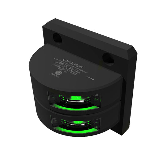 Lopolight Series301101  Double Stacked Starboard Sidelight  3NM  Vertical Mount  Green  Black Housing 301101STB