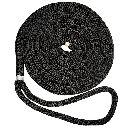 New England Ropes 38 Double Braid Dock Line  Black  15 C50541200015