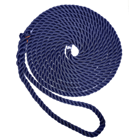 New England Ropes 58 Premium 3Strand Dock Line  Navy Blue  15 C60532000015