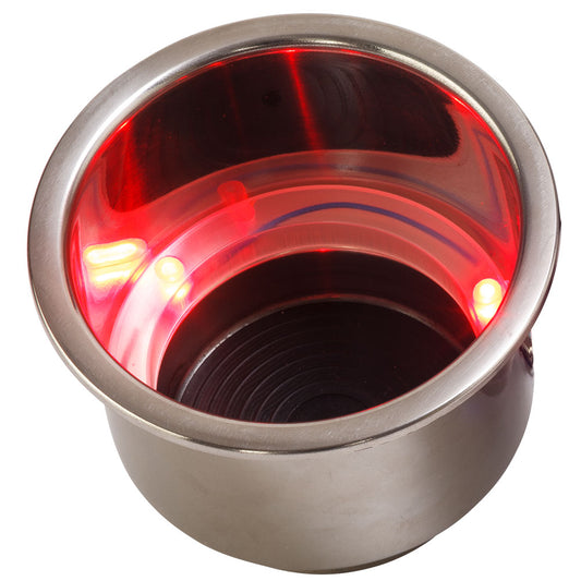 SeaDog LED Flush Mount Combo Drink Holder wDrain Fitting  Red LED 5880711