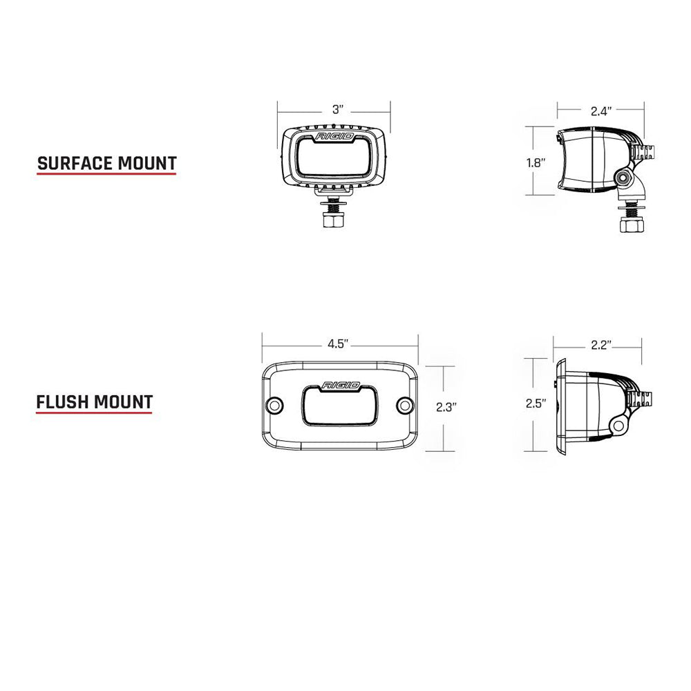RIGID Industries SRM Series Pro Spot Surface Mount  Black 902213
