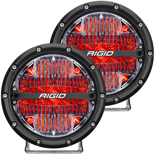 RIGID Industries 360Series 6 LED OffRoad Fog Light Drive Beam wRed Backlight  Black Housing 36205