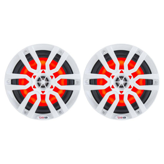 DS18 HYDRO 65 2Way Marine Speakers wRGB LED Lights 300W  White NXL6
