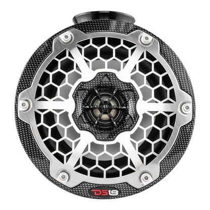 DS18 HYDRO 65 Compact Wakeboard Pod Tower Speaker wRGB LED Lights  375W  Black Carbon Fiber CFPS6