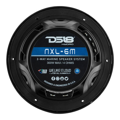 DS18 New Edition HYDRO 65 2Way Marine Speakers wRGB LED Lighting 300W  Black NXL6MBK