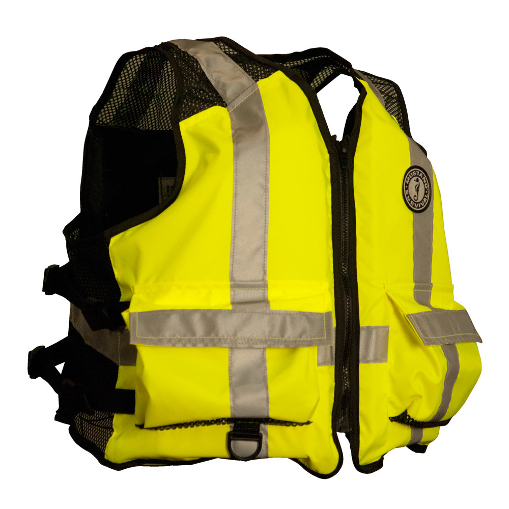 Mustang High Visibility Industrial Mesh Vest  Fluorescent YellowGreenBlack  SmallMedium MV1254T3239SM216