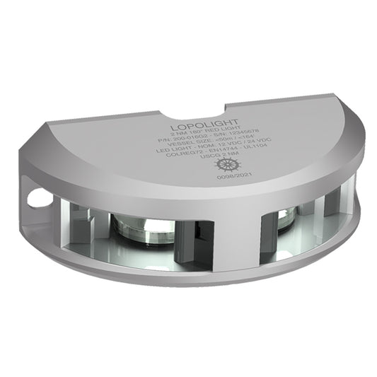 Lopolight Series 200024  Navigation Light  2NM  Vertical Mount  White  Silver Housing  6M Cable 200024G2 6M