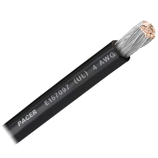 Pacer Black 4 AWG Battery Cable  Sold By The Foot WUL4BKFT