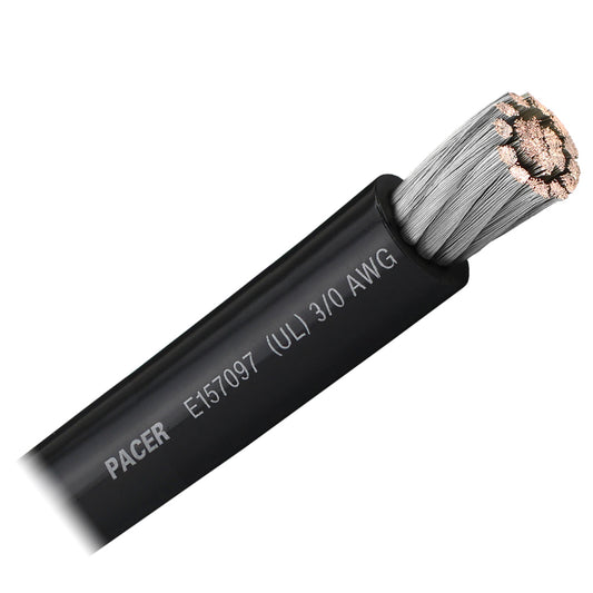 Pacer Black 30 AWG Battery Cable  Sold By The Foot WUL30BKFT