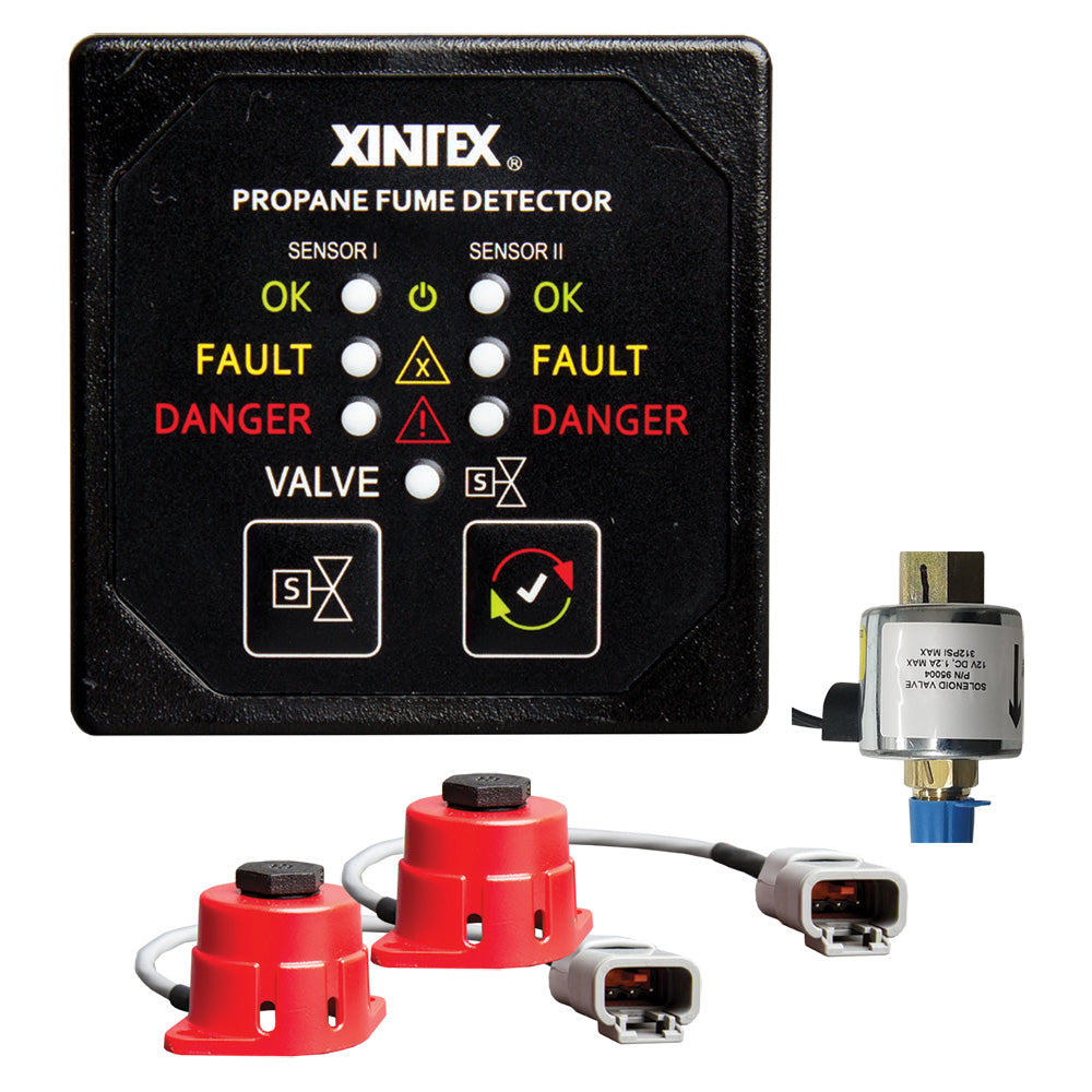 FireboyXintex Propane Fume Detector 2 Channel 2 Sensors Solenoid Valve  Control  20 Cable  24V DC P2BS24R