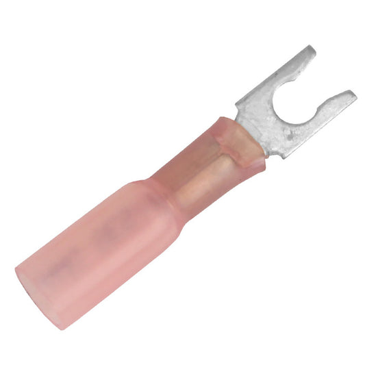 Pacer 2218 AWG Heat Shrink Spade Terminal  8 Stud Size  100 Pack TE188SLF100