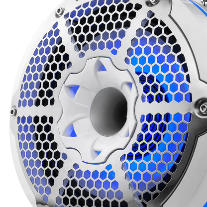 DS18 HYDRO 10 Neodymium Marine Towers wBuiltIn Passive Radiator 1 Driver  RGB LED Lights  900W  White NXLX10TPNEOWH